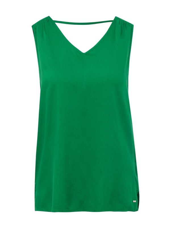 printed woven top with v-neck