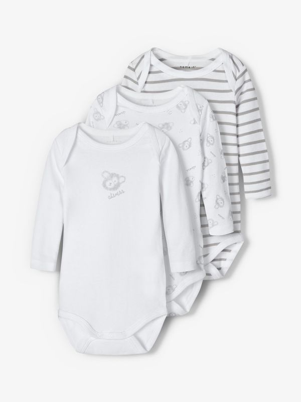 Body 3 Pack Streifen/Teddy/Weiß