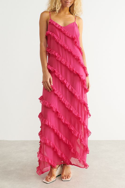 Allover frill maxi dress