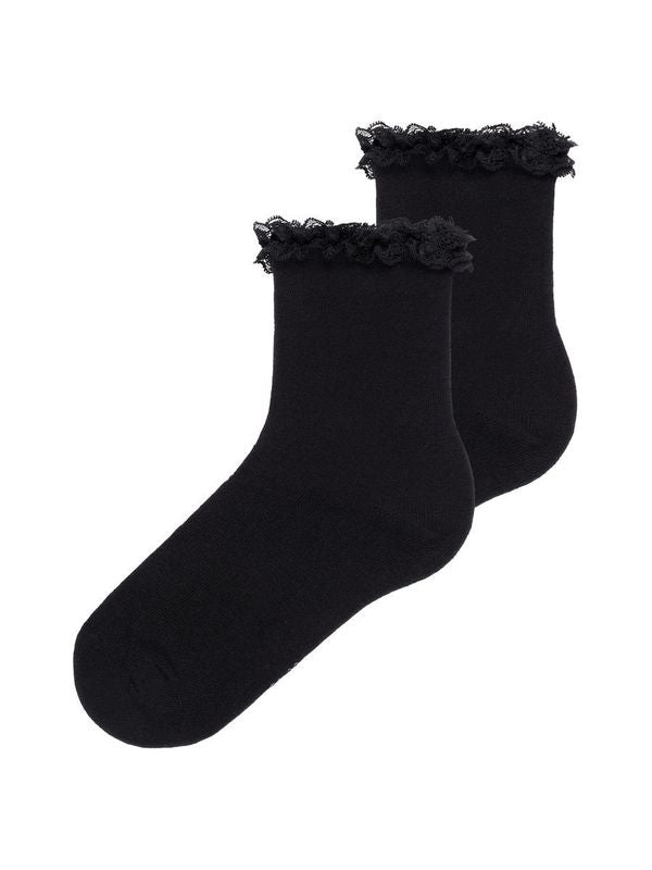 NKFSOCK 2P BLACK NELACE NOOS