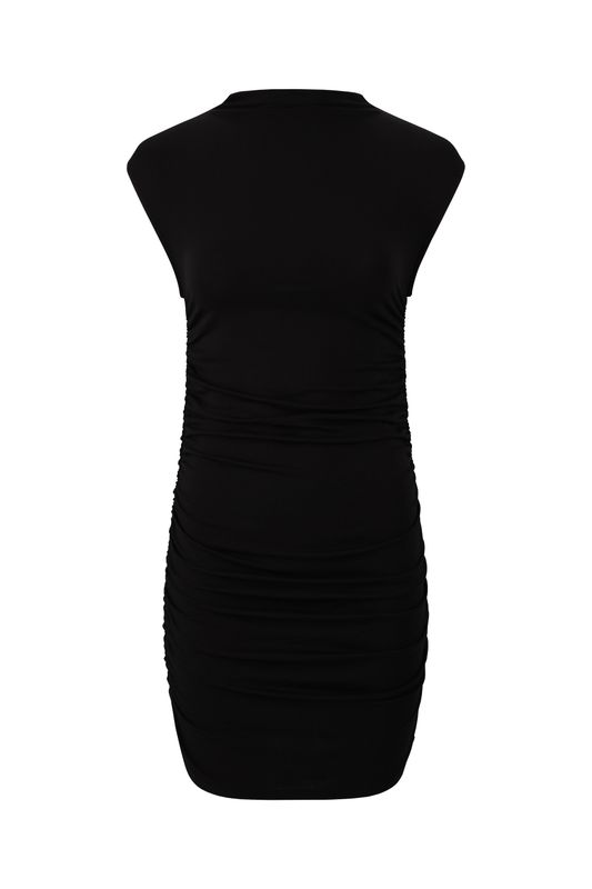 Soft touch funnel neck dress