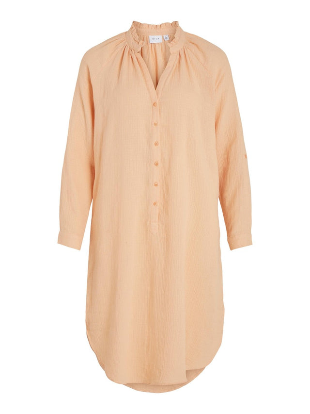 VILANIA V-NECK L/S MIDI SHIRT DRESS