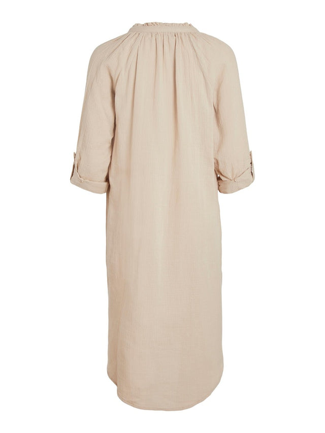 VILANIA V-NECK L/S MIDI SHIRT DRESS