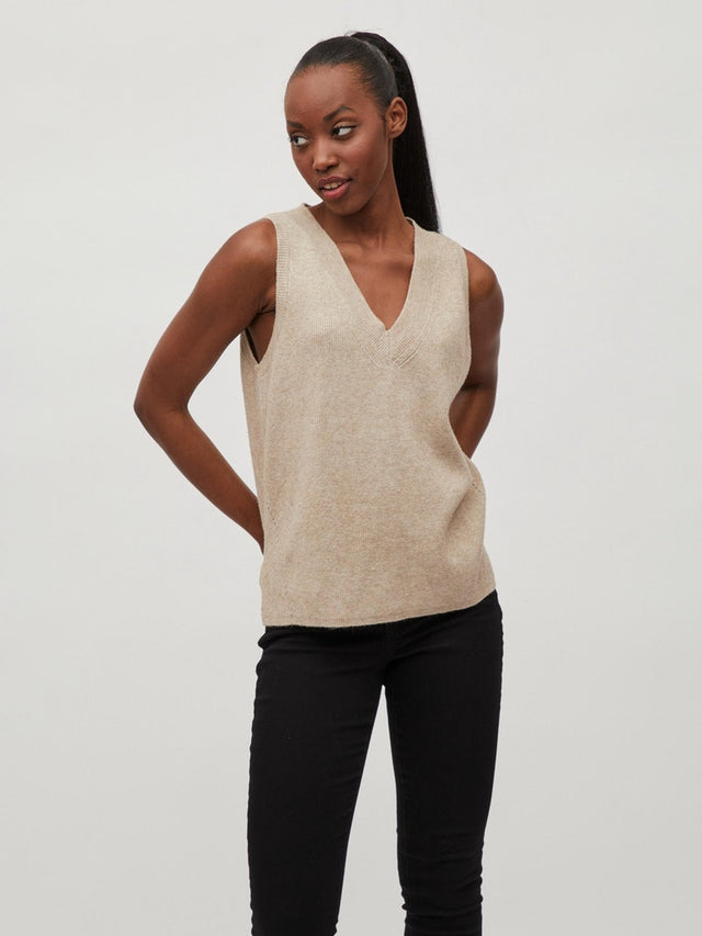 VIRIL KNIT RIB V-NECK S/L VEST - NOOS