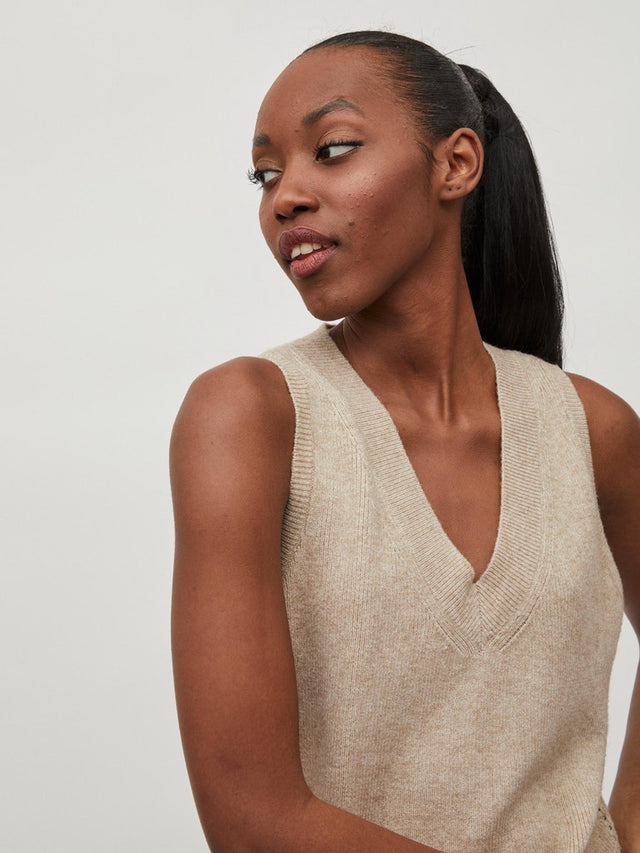 VIRIL KNIT RIB V-NECK S/L VEST - NOOS