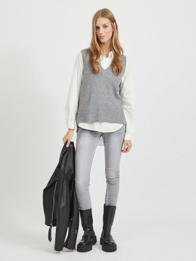 VIRIL KNIT RIB V-NECK S/L VEST - NOOS
