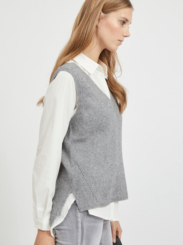 VIRIL KNIT RIB V-NECK S/L VEST - NOOS