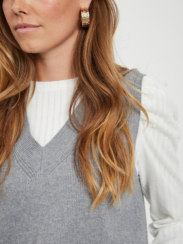 VIRIL KNIT RIB V-NECK S/L VEST - NOOS