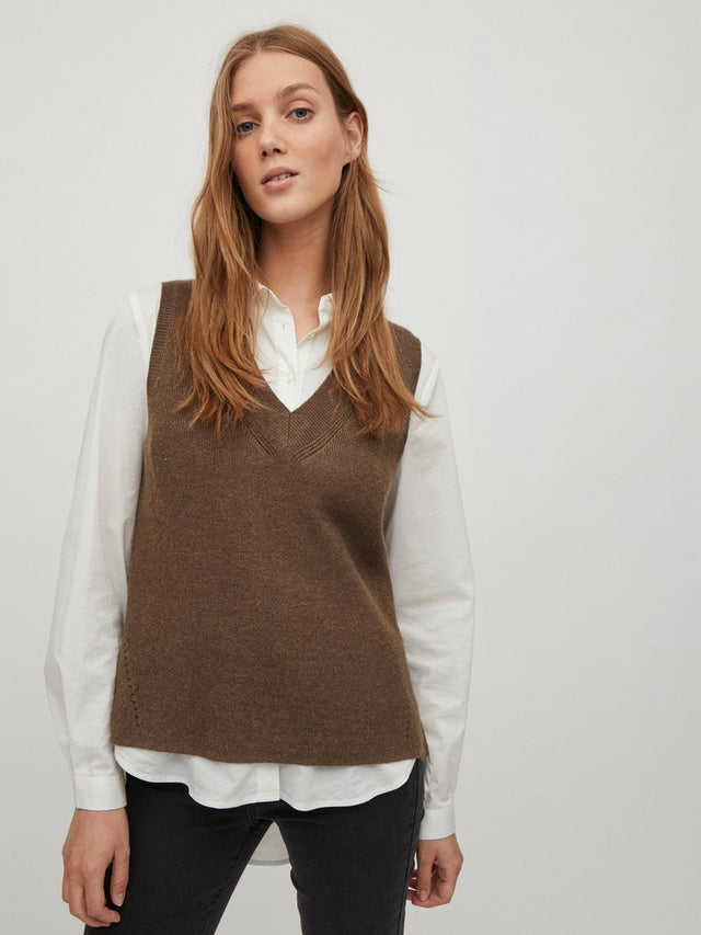 VIRIL KNIT RIB V-NECK S/L VEST - NOOS