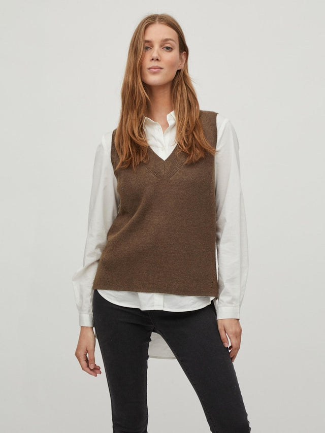 VIRIL KNIT RIB V-NECK S/L VEST - NOOS