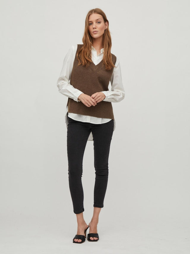 VIRIL KNIT RIB V-NECK S/L VEST - NOOS