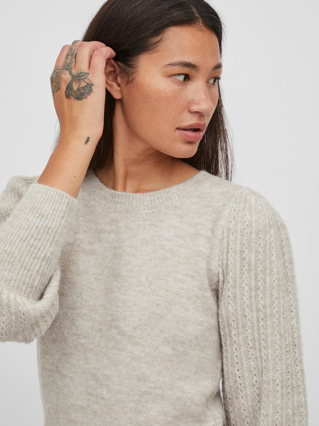 VICLEO O-NECK L/S KNIT TOP/SU