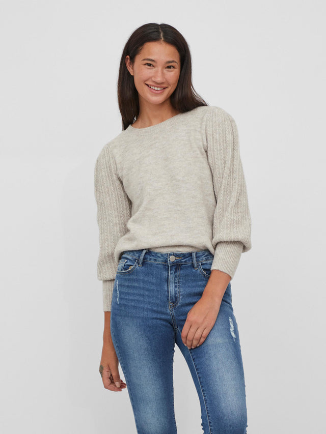 VICLEO O-NECK L/S KNIT TOP/SU
