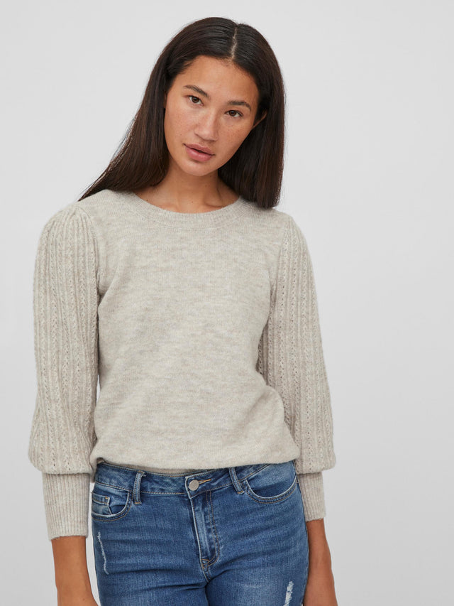 VICLEO O-NECK L/S KNIT TOP/SU