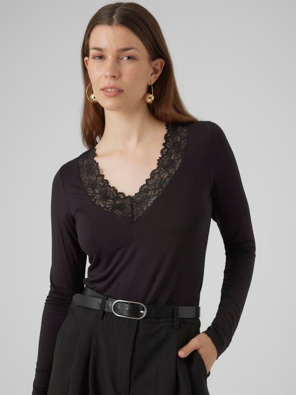 VMROSA LS V-NECK LACE TOP GA JRS NOOS