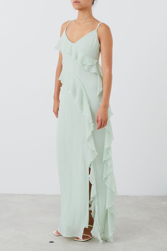 Frill Chiffon maxi dress