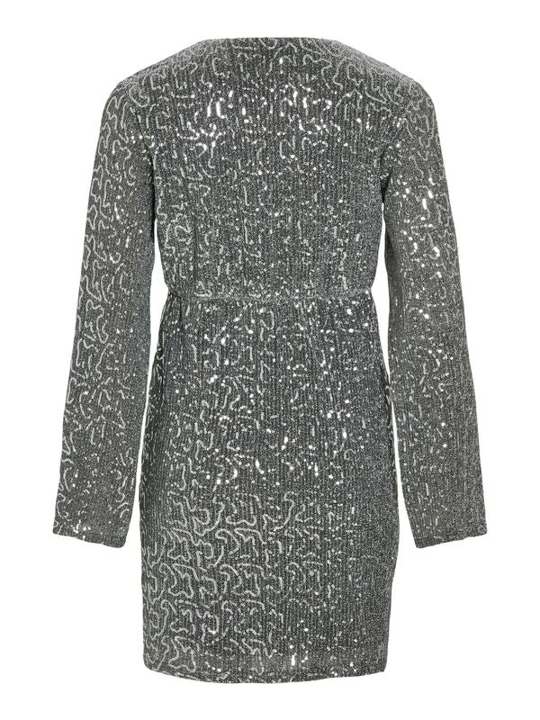 VISANADU REV V-NECK L/S GLITTER DRESS