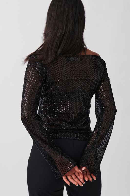 Sequin boatneck top