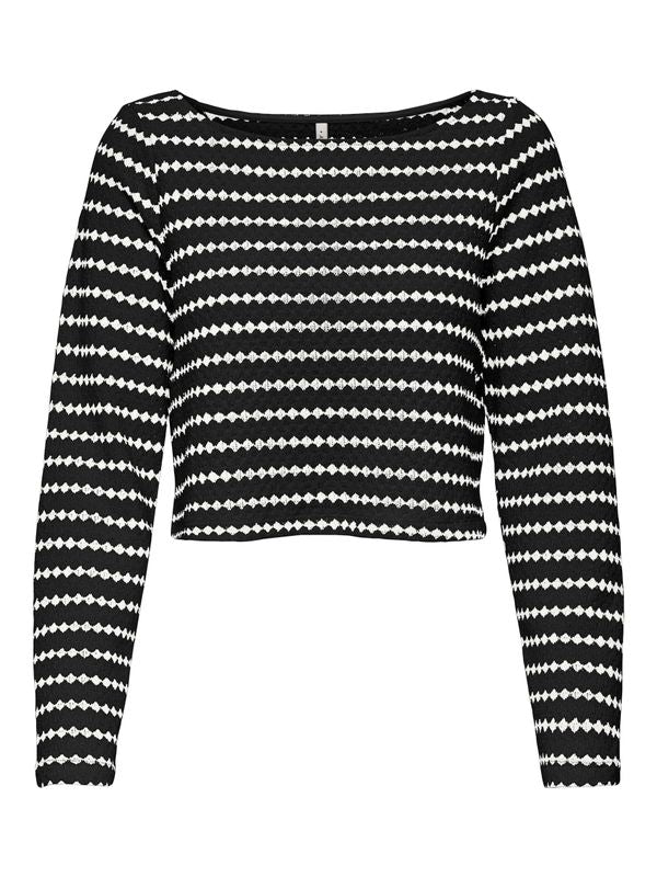 ONLEVA L/S STRIPE BOATNECK TOP JRS