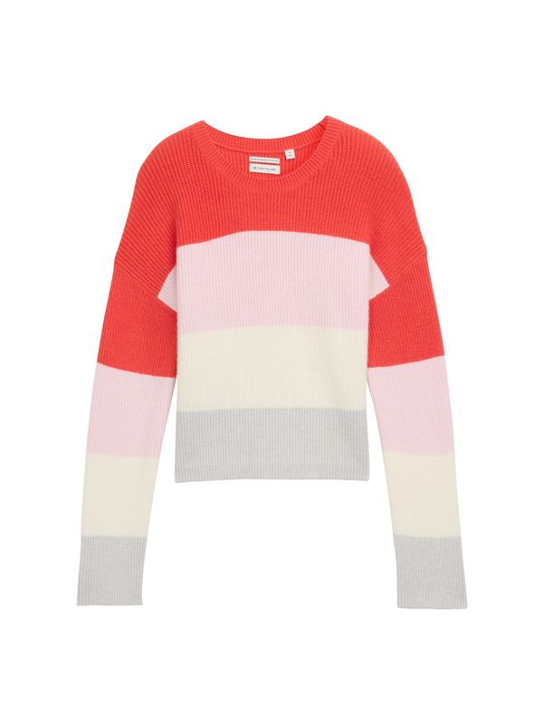 Cropped Strickpullover mit Colour Blocking