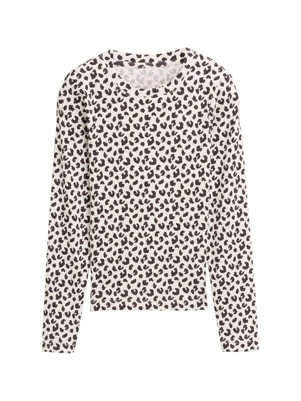 Ripp Langarmshirt mit Leo-Print