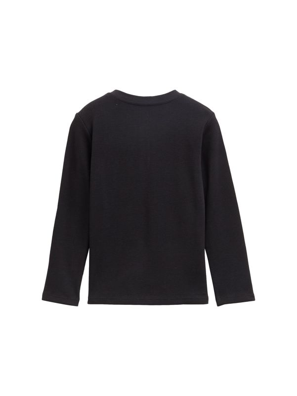 Henley Langarmshirt mit Waffelstruktur