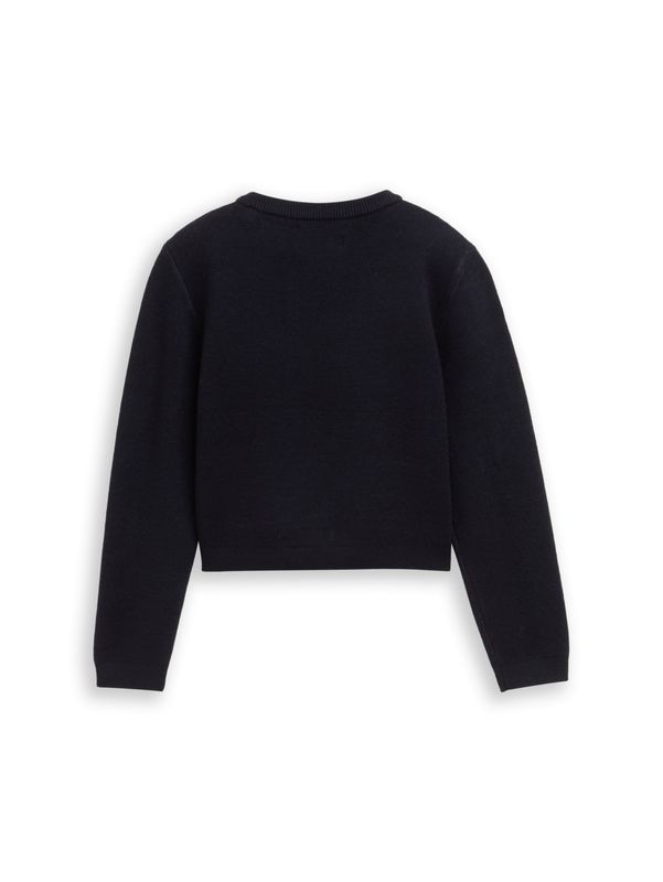 Cropped Strickpullover mit Stickerei