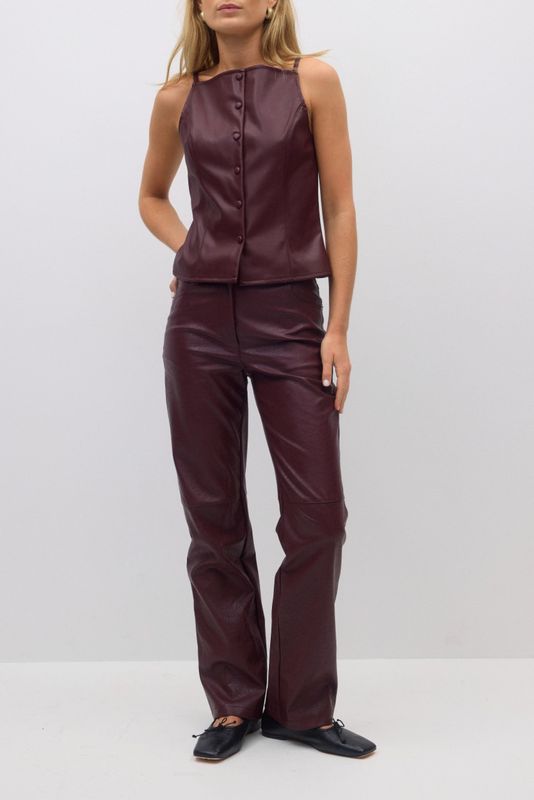 straight pu trouser