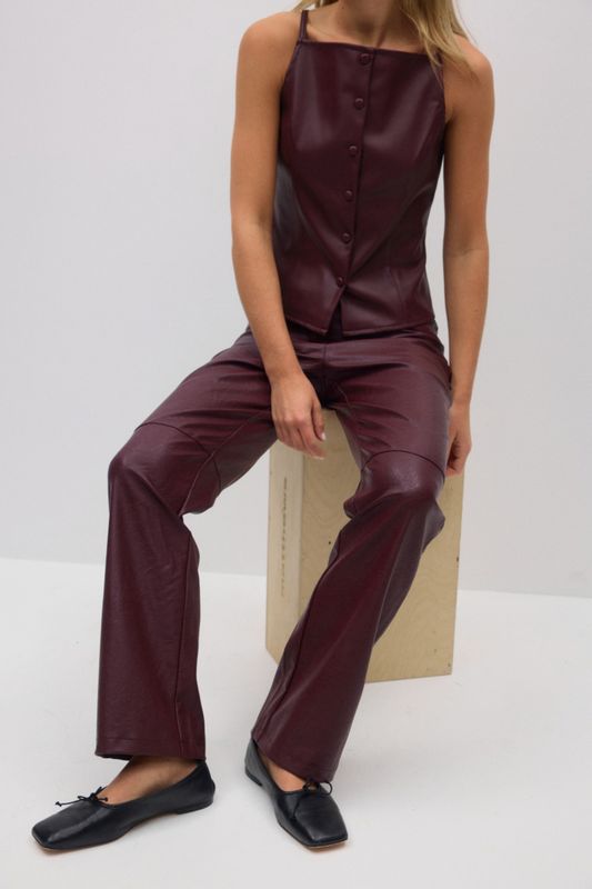 straight pu trouser