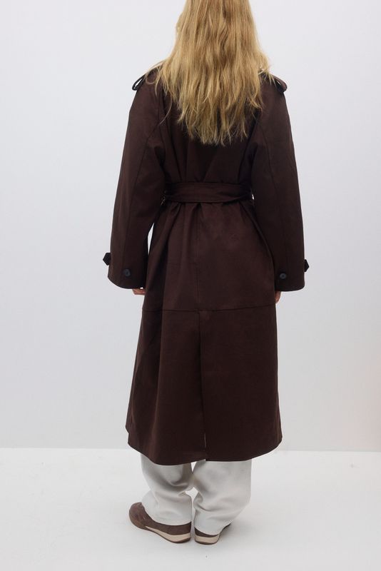 Faux Suede trench coat