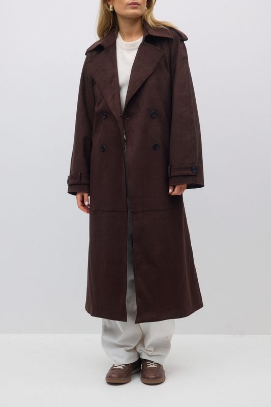 Faux Suede trench coat