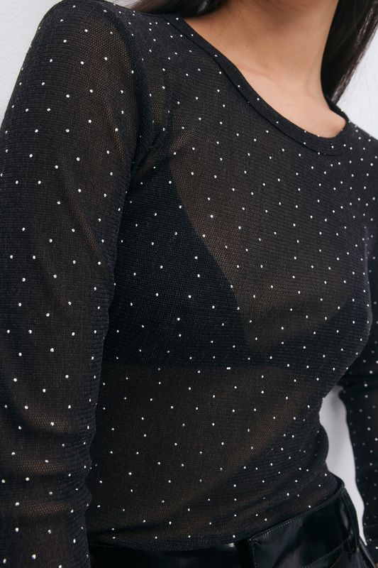 Rhinestone sheer top