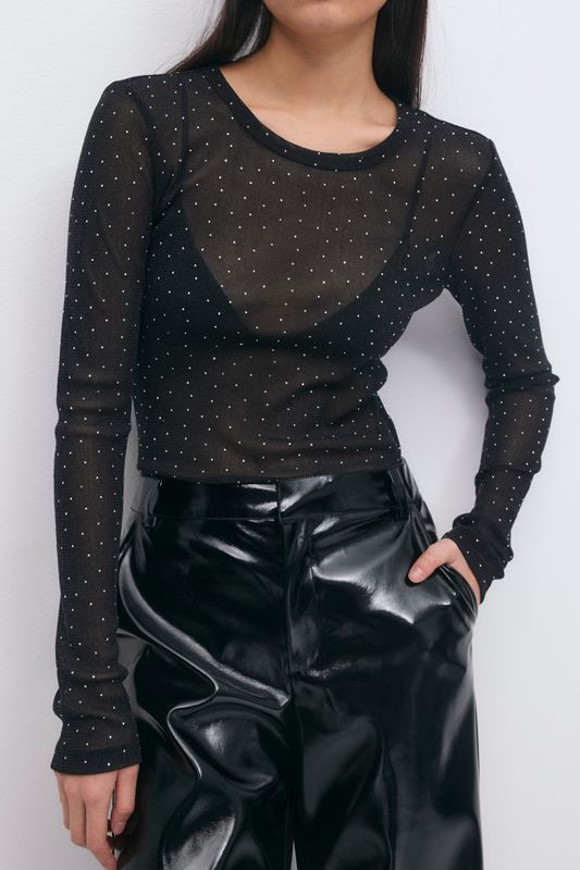 Rhinestone sheer top