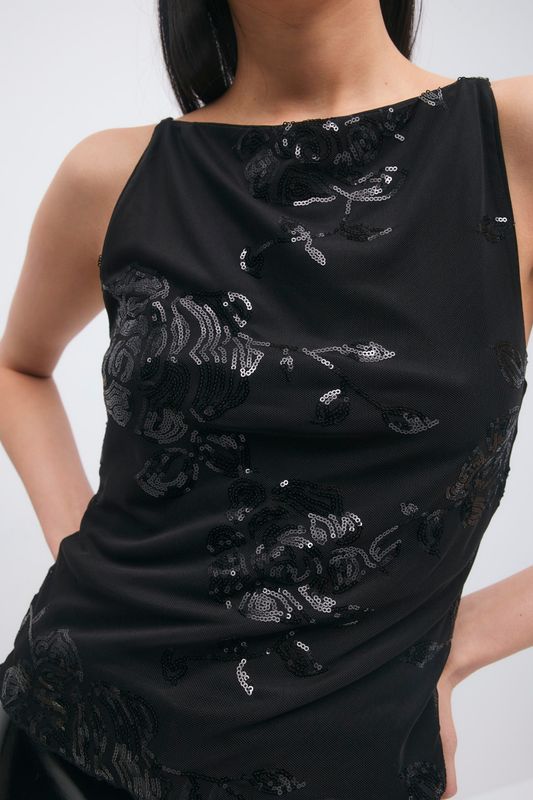 Floral sequins top