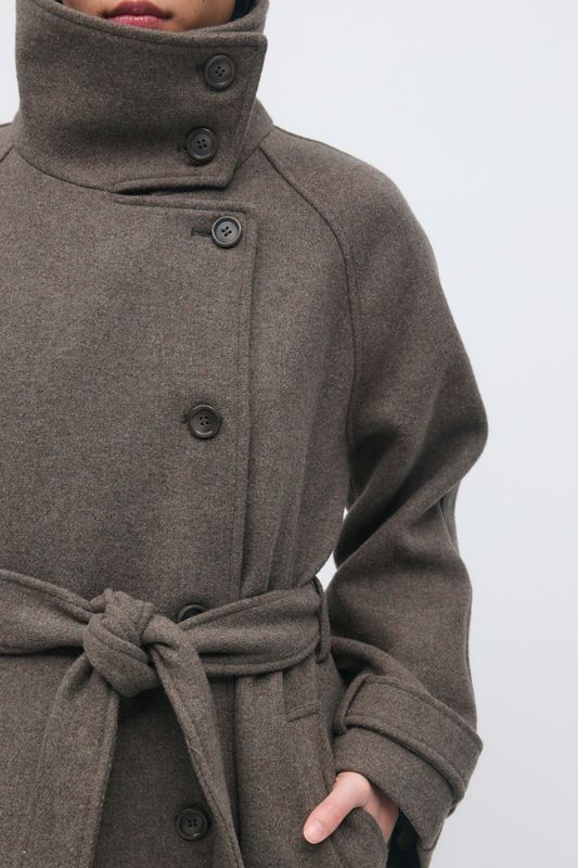 Belted wool blend coat