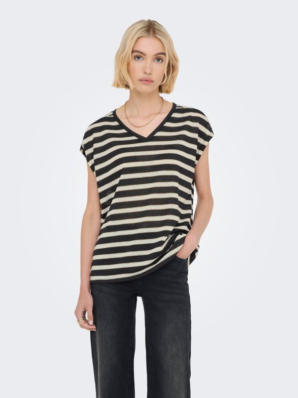 ONLFINE S/S V-NECK SHINE TOP JRS