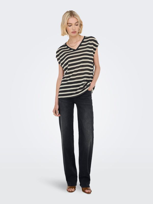 ONLFINE S/S V-NECK SHINE TOP JRS