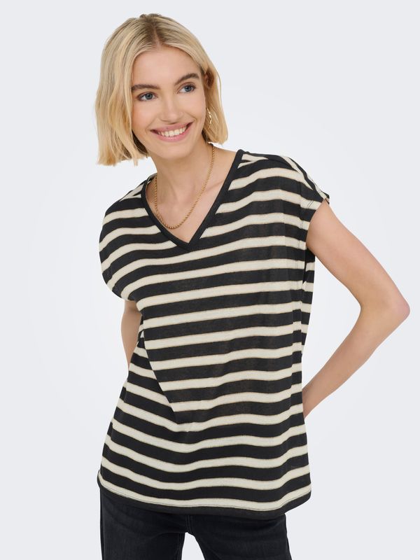 ONLFINE S/S V-NECK SHINE TOP JRS