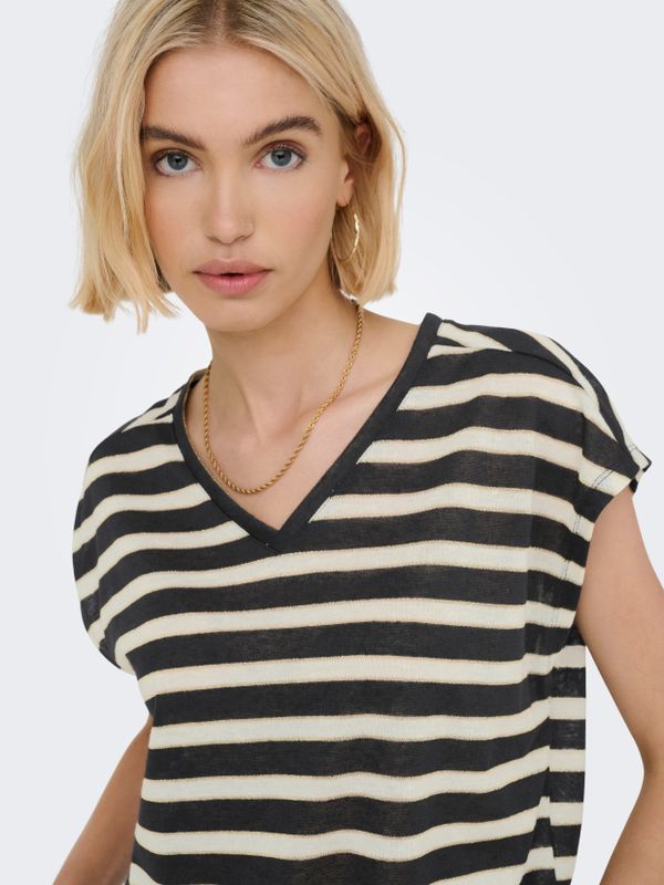 ONLFINE S/S V-NECK SHINE TOP JRS