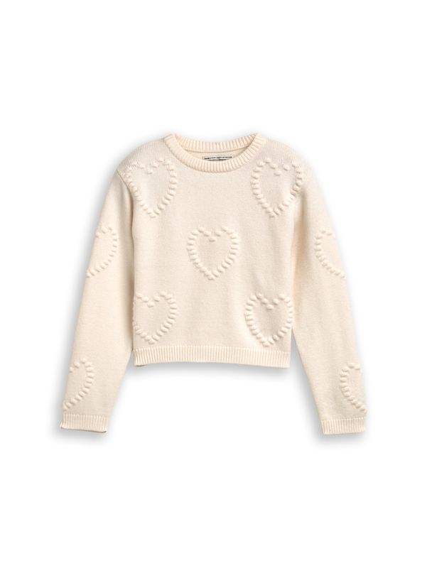 Cropped Strickpullover mit Herzmuster