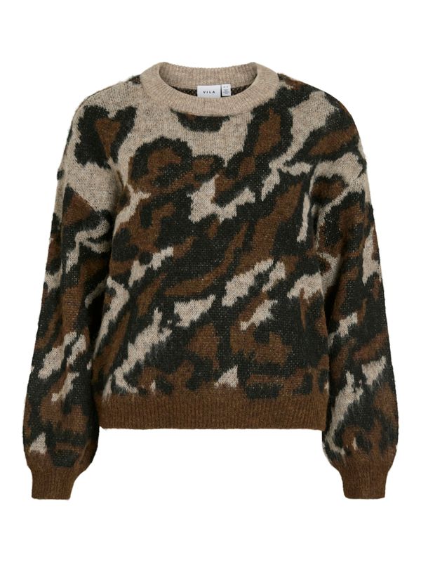 VILOMA O-NECK L/S JACQUARD KNIT TOP