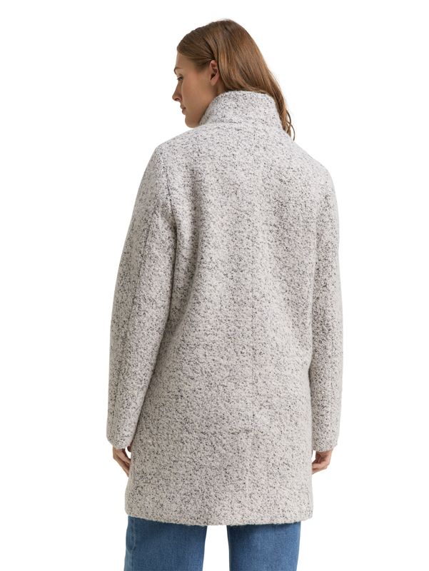 Bouclé Wollmantel mit Stehkragen