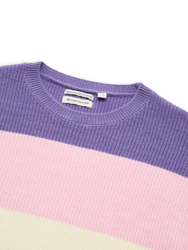 Cropped Strickpullover mit Colour Blocking
