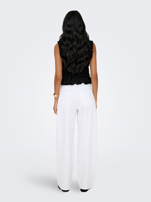 ONLGOA S/S LINEN BL FRILL TOP CC PNT