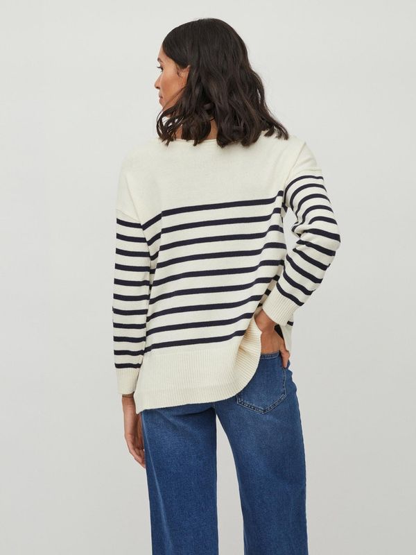 VISUZA BOATNECK L/S STRIPE KNIT TOP/LD