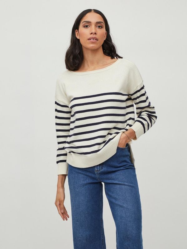 VISUZA BOATNECK L/S STRIPE KNIT TOP/LD