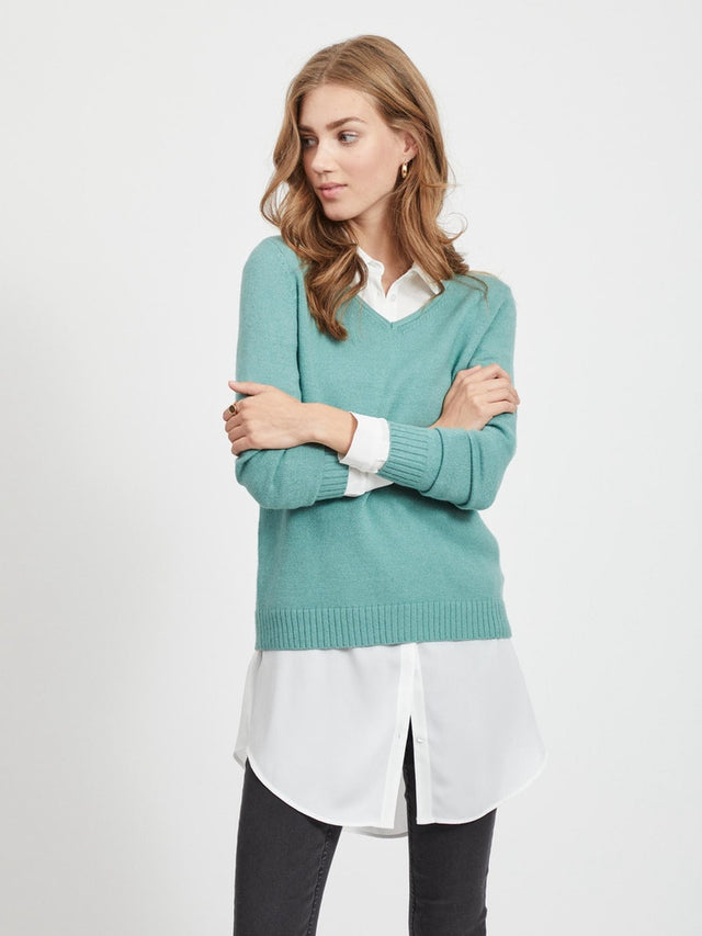 VIRIL V-NECK L/S  KNIT TOP - NOOS