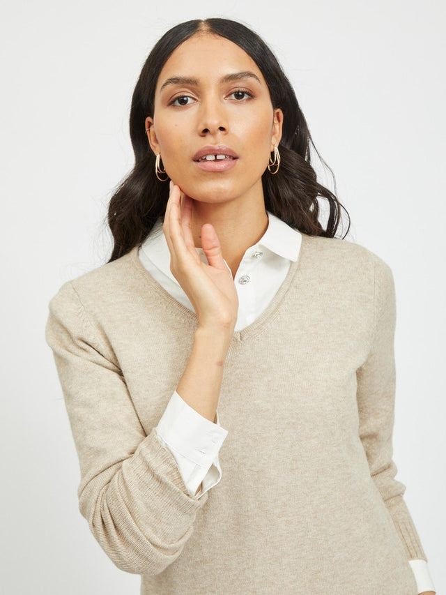 VIRIL V-NECK L/S  KNIT TOP - NOOS