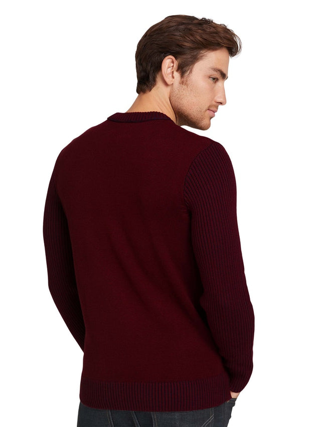plated crew neck sweater