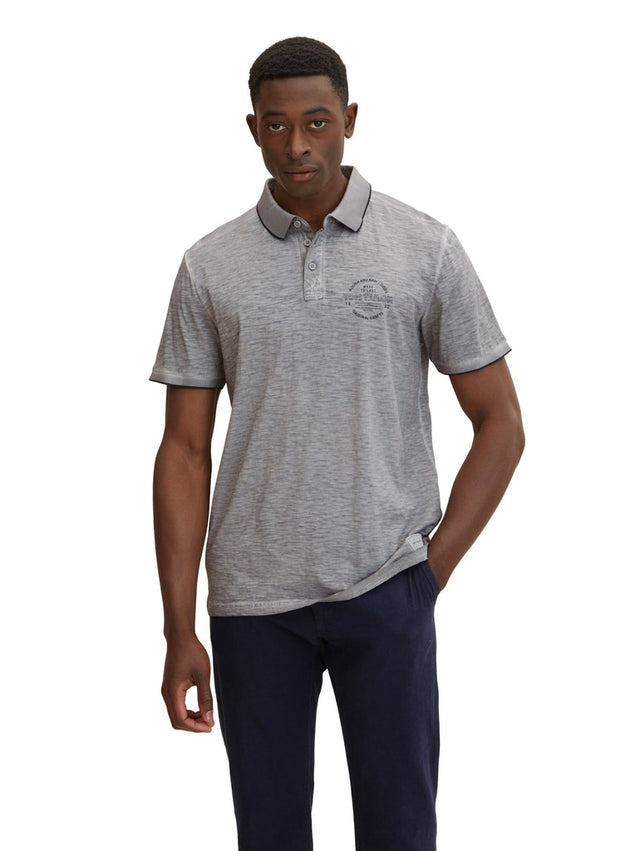washed polo with chest print
